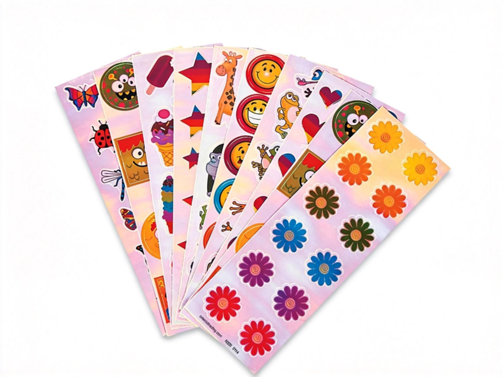 Custom vinyl sticker sheets with vibrant full-color designs on waterproof white vinyl material - Sticker Sheet Printing