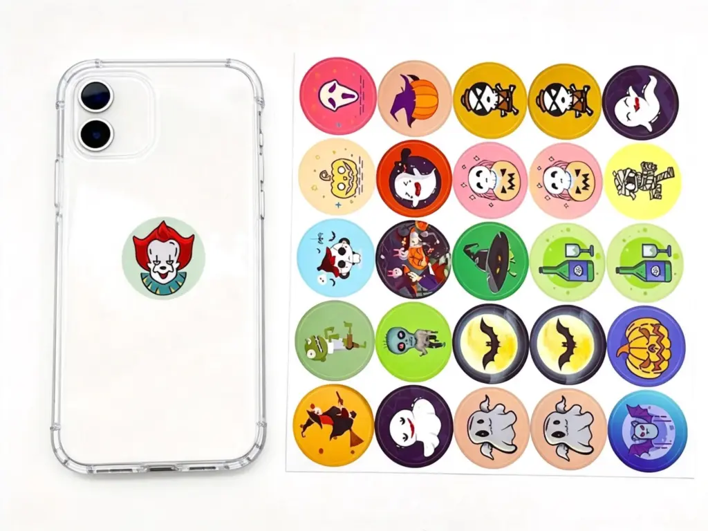 Removable adhesive vinyl sticker being peeled off with no residue - Sticker Sheet Printing